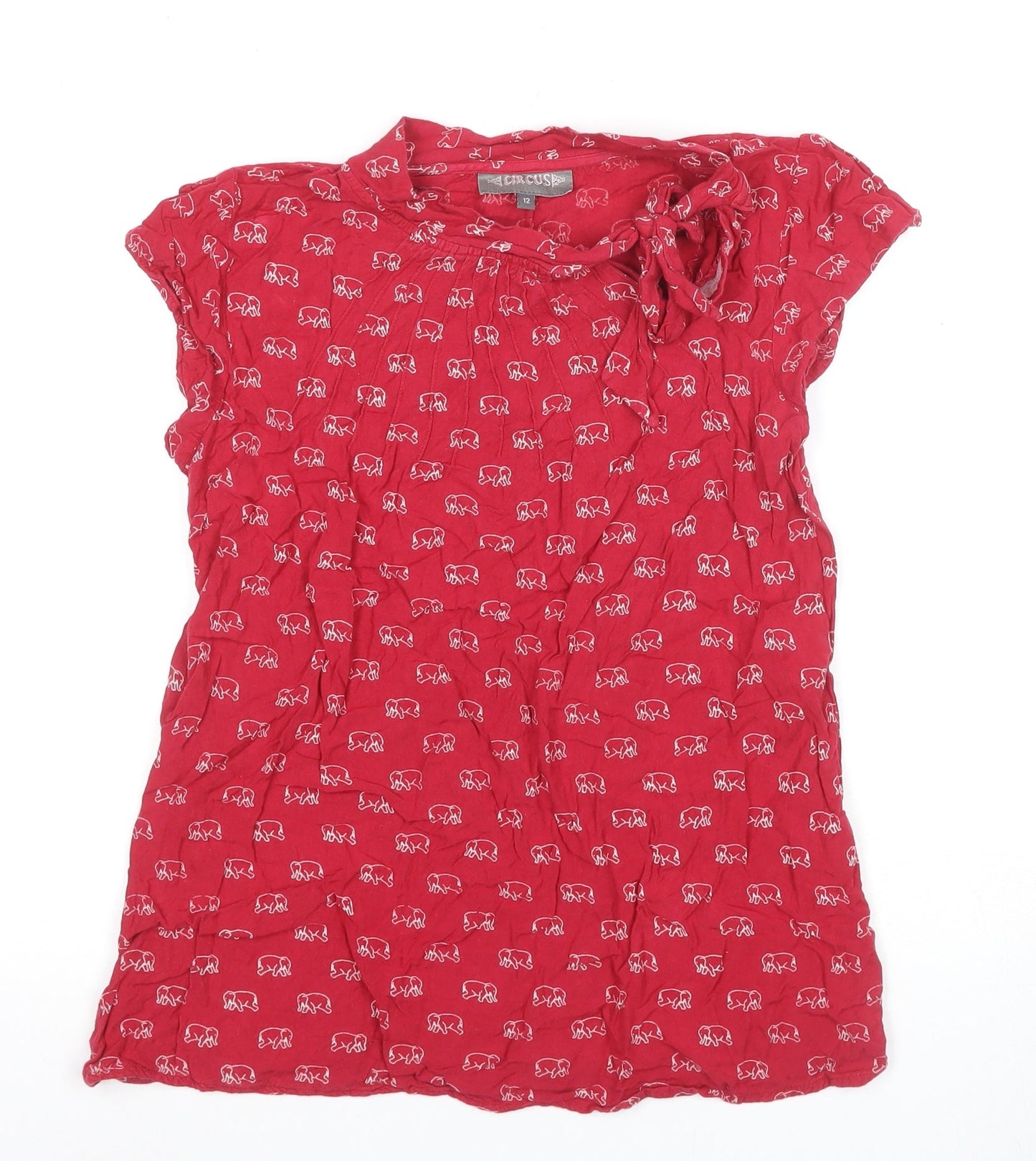Circus Women's Red Animal Print Bow Top Size 12