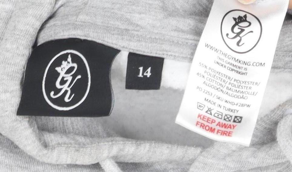 Women's Grey Pullover Hoodie, Regular Fit, Size 14