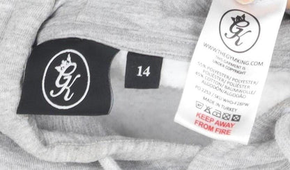 Women's Grey Pullover Hoodie, Regular Fit, Size 14