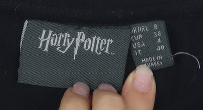Womens UK Size 8 Harry Potter Black Jersey T-Shirt