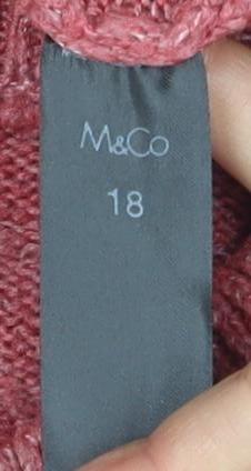 Womens UK Size 18 M&Co Pink Pullover Jumper