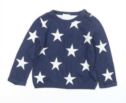 Next Unisex Baby Blue Star Pullover, 12-18 Months, Cotton