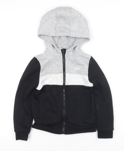 Slazenger Boys Grey & Black Full Zip Hoodie, 4-5 Years