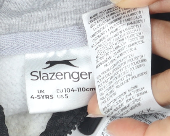 Slazenger Boys Grey & Black Full Zip Hoodie, 4-5 Years