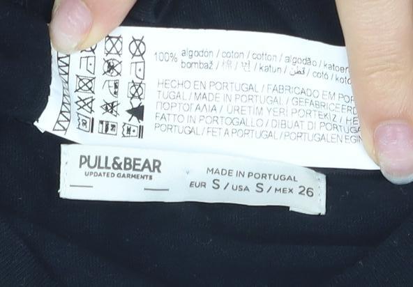 Unisex Adults UK Size S Pull&Bear Black Basic T-Shirt