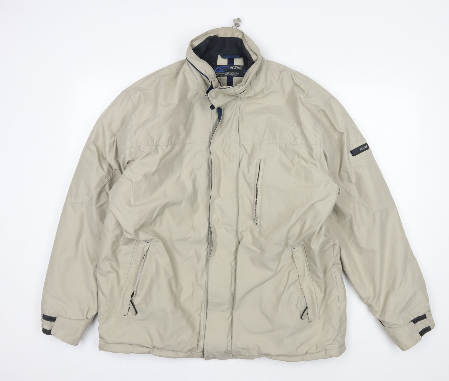Active Men's Beige Mid-Length Jacket