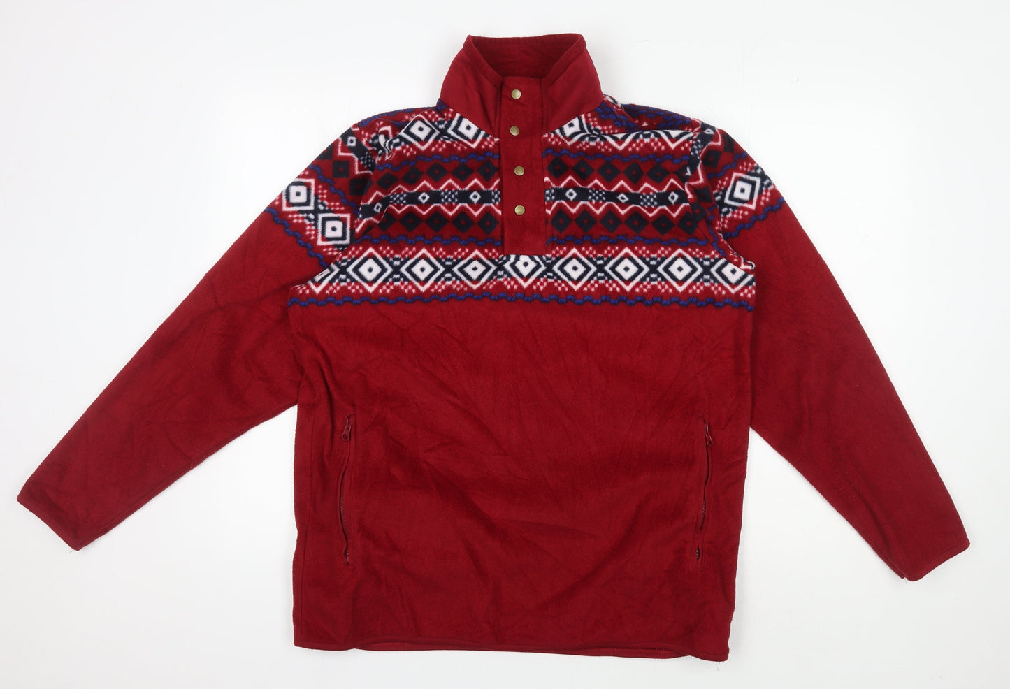 Mens UK Size M Cotton Traders Red Henley Sweatshirt