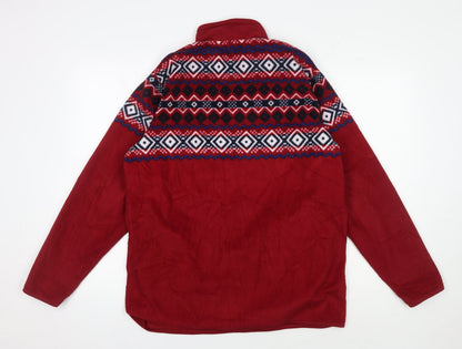 Mens UK Size M Cotton Traders Red Henley Sweatshirt