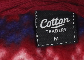 Mens UK Size M Cotton Traders Red Henley Sweatshirt