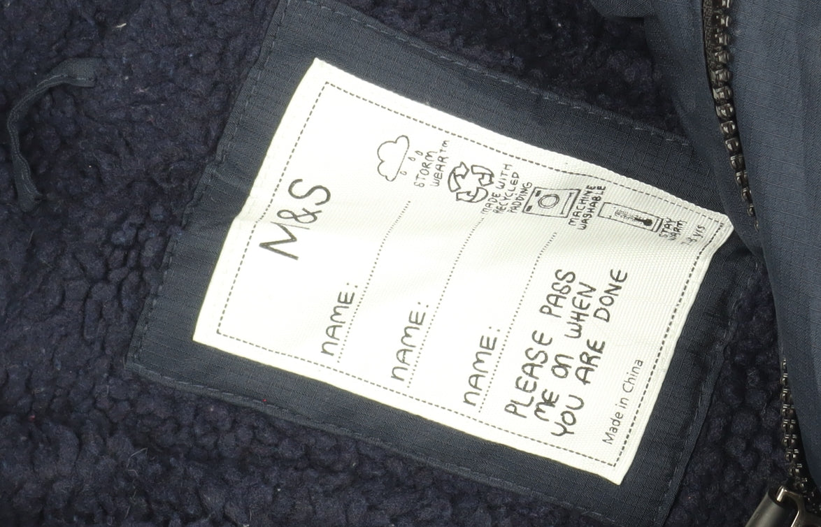 Marks and Spencer Blue Boys Puffer Jacket Size 3 Winter Coat