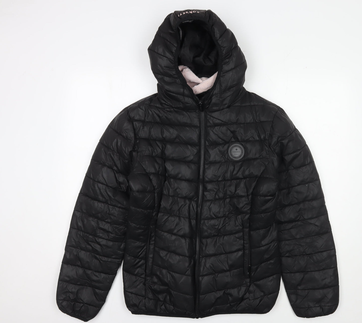 Sonneti Girls Black Puffer Jacket 13-15 Years Hooded Winter