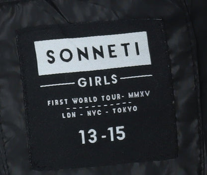 Sonneti Girls Black Puffer Jacket 13-15 Years Hooded Winter