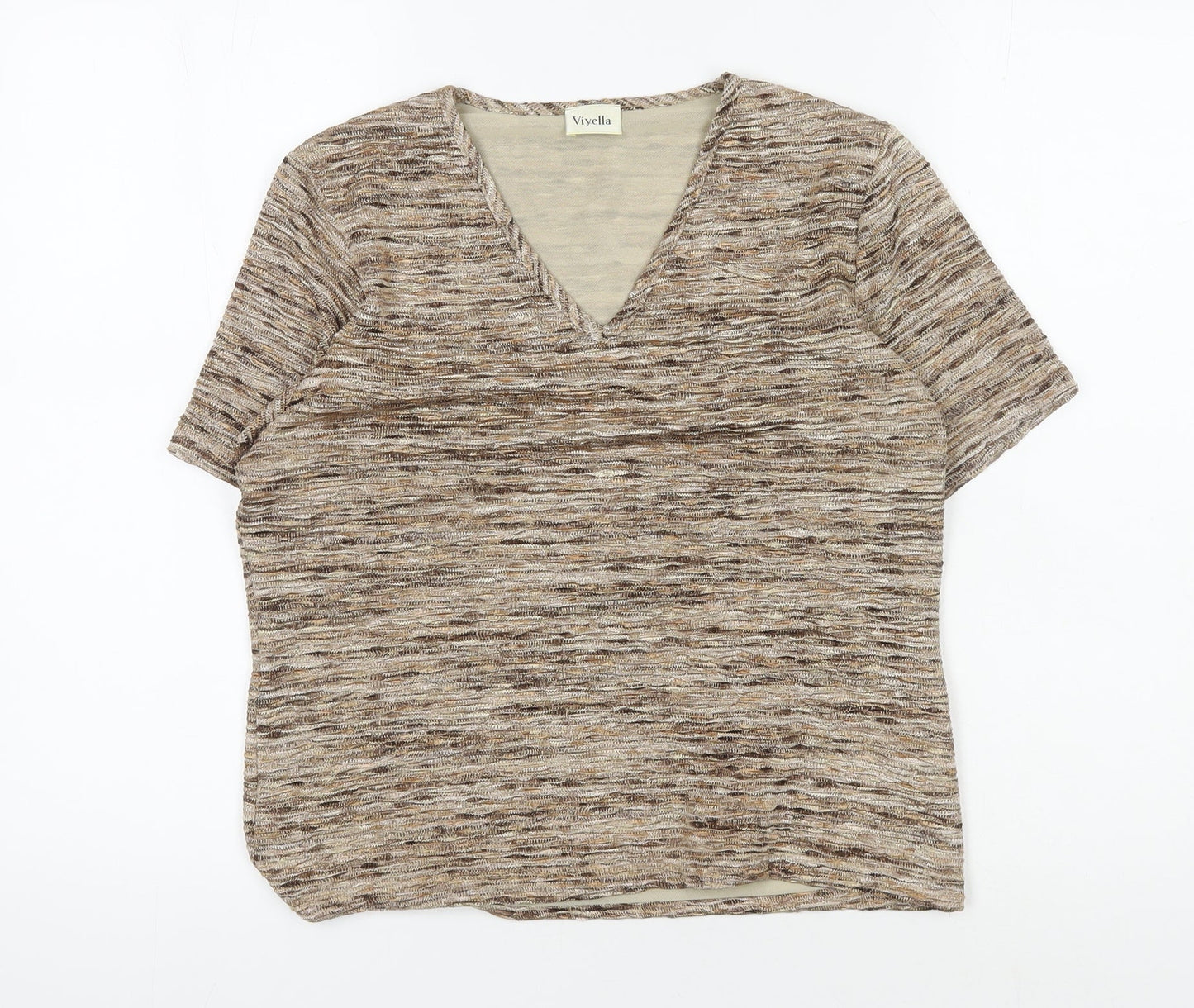 Womens UK Size M Viyella Beige Basic T-Shirt