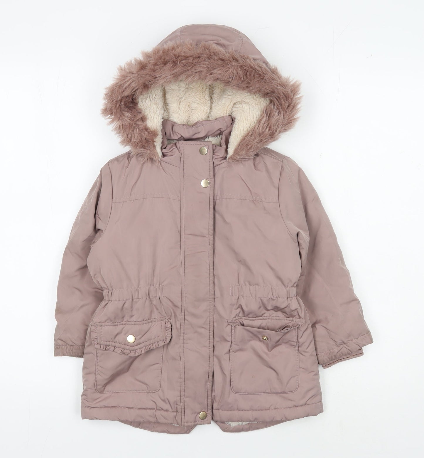 Next Girls Brown Parka Coat 3-4 Years Hooded Winter