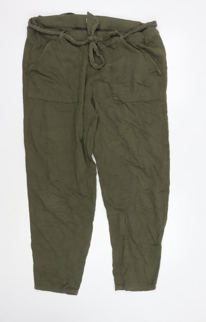 Womens UK Size 18 Marks and Spencer Relaxed Fit Casual Green Trousers