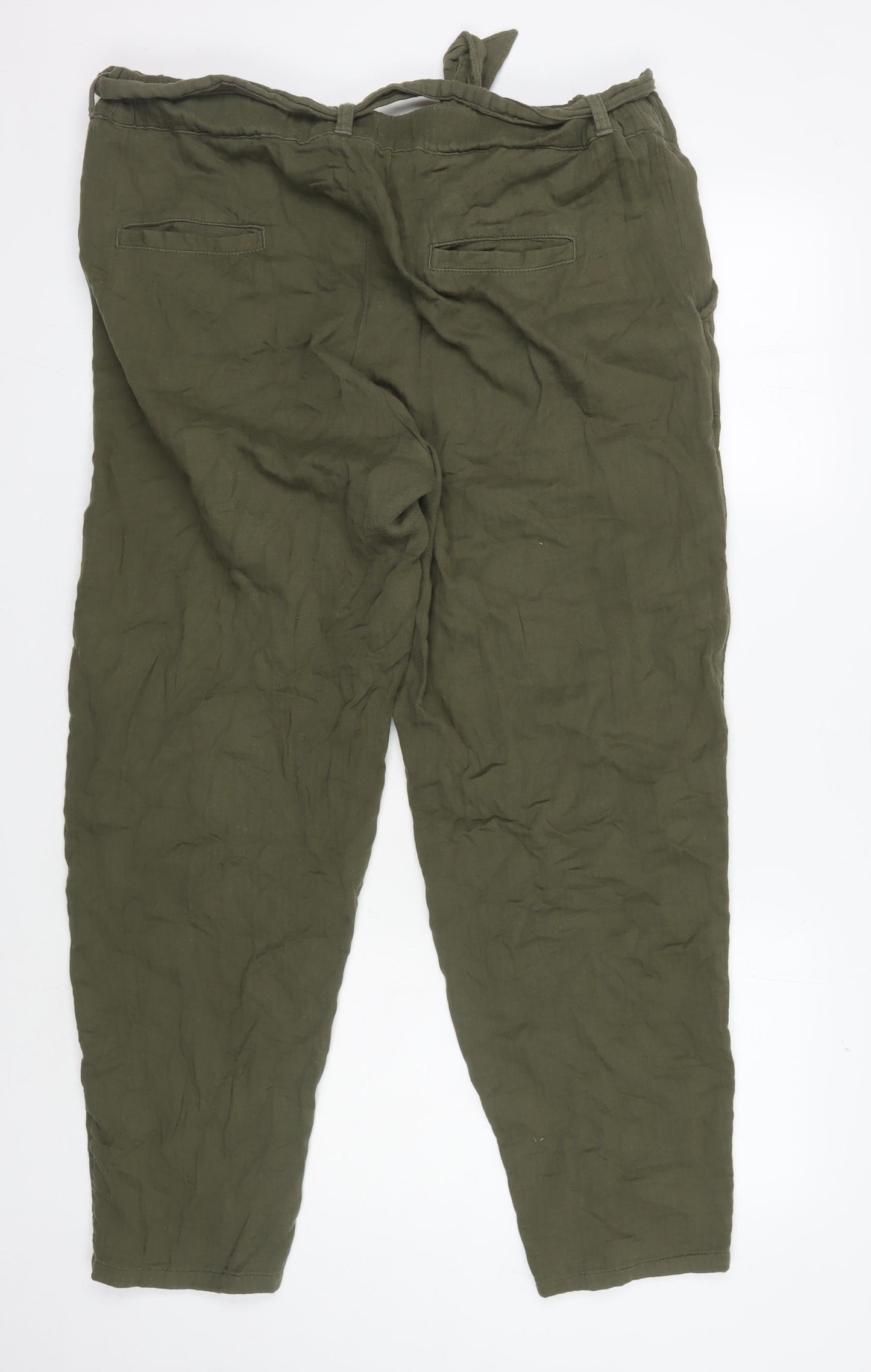 Womens UK Size 18 Marks and Spencer Relaxed Fit Casual Green Trousers
