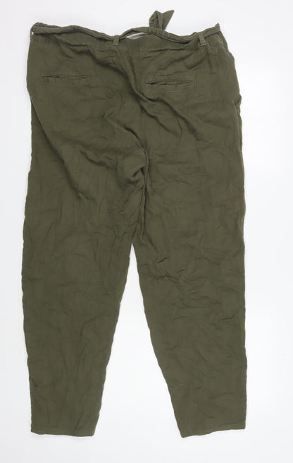 Womens UK Size 18 Marks and Spencer Relaxed Fit Casual Green Trousers