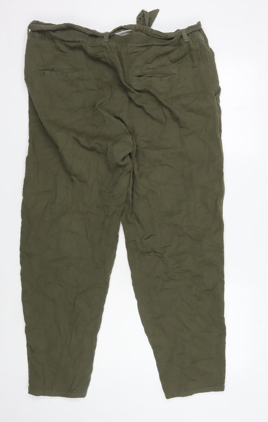 Womens UK Size 18 Marks and Spencer Relaxed Fit Casual Green Trousers