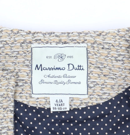 Massimo Dutti Girls Beige Woven Jacket, 4 Years, Casual Style
