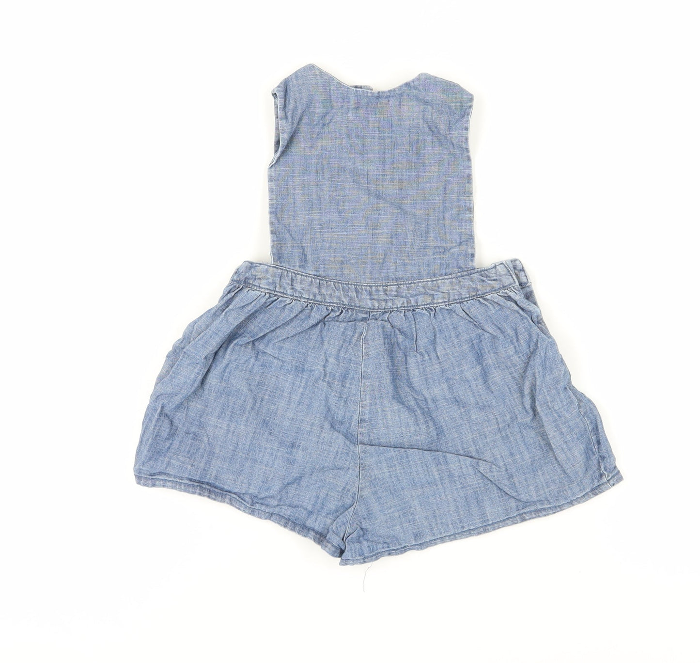 Next Unisex Blue Dungaree 12-18 Months Cotton Chambray