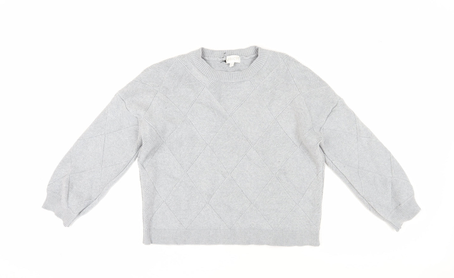 Apricot Women's Grey Argyle Pullover Jumper UK 14