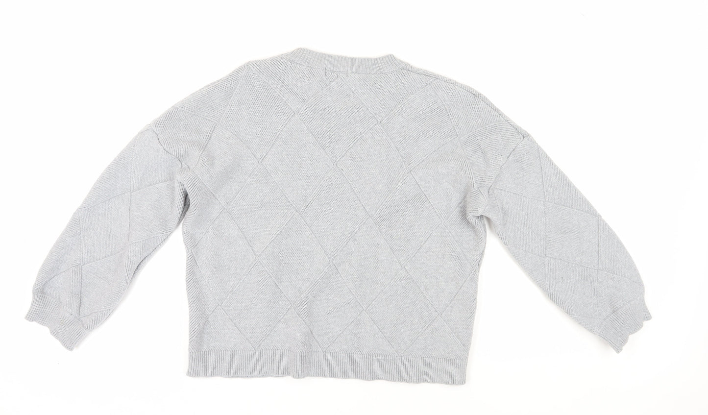 Apricot Women's Grey Argyle Pullover Jumper UK 14