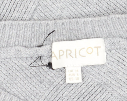 Apricot Women's Grey Argyle Pullover Jumper UK 14