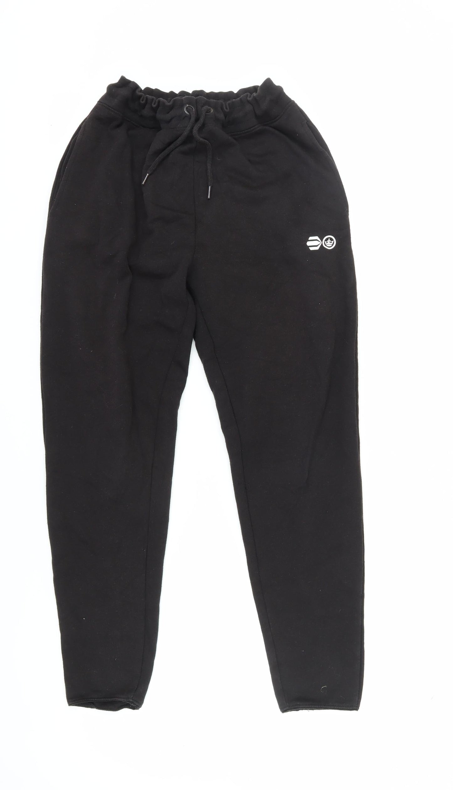 Mens UK Size M Crosshatch Relaxed Fit Jogger Black Trousers