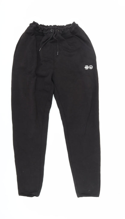 Mens UK Size M Crosshatch Relaxed Fit Jogger Black Trousers
