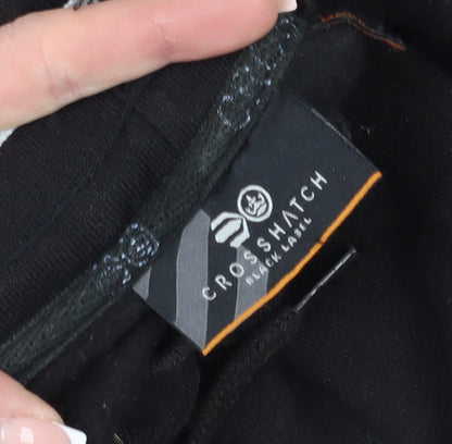 Mens UK Size M Crosshatch Relaxed Fit Jogger Black Trousers