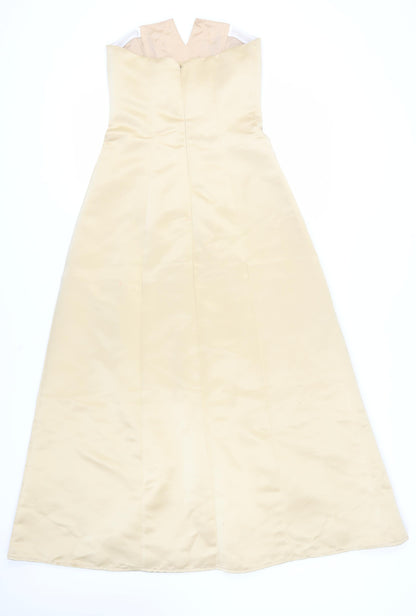 BHS Women's Beige Long A-Line Formal Dress, Size 8