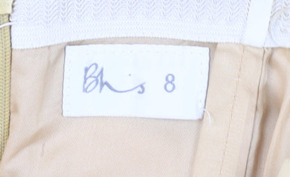 BHS Women's Beige Long A-Line Formal Dress, Size 8