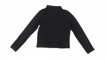 Zara Girls Black Polo Long Sleeve Top - Size 10 Years