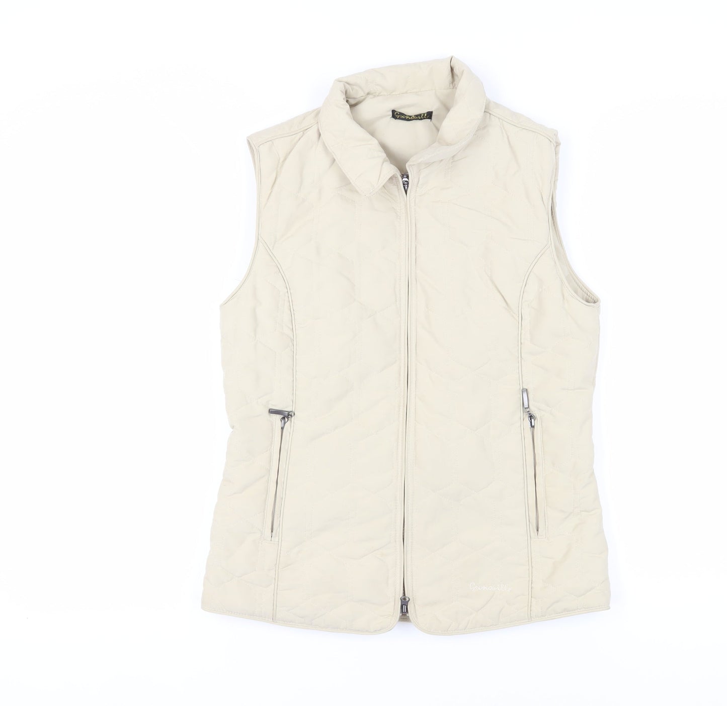 Grenouille Women's Beige Quilted Sleeveless Waistcoat Size 10