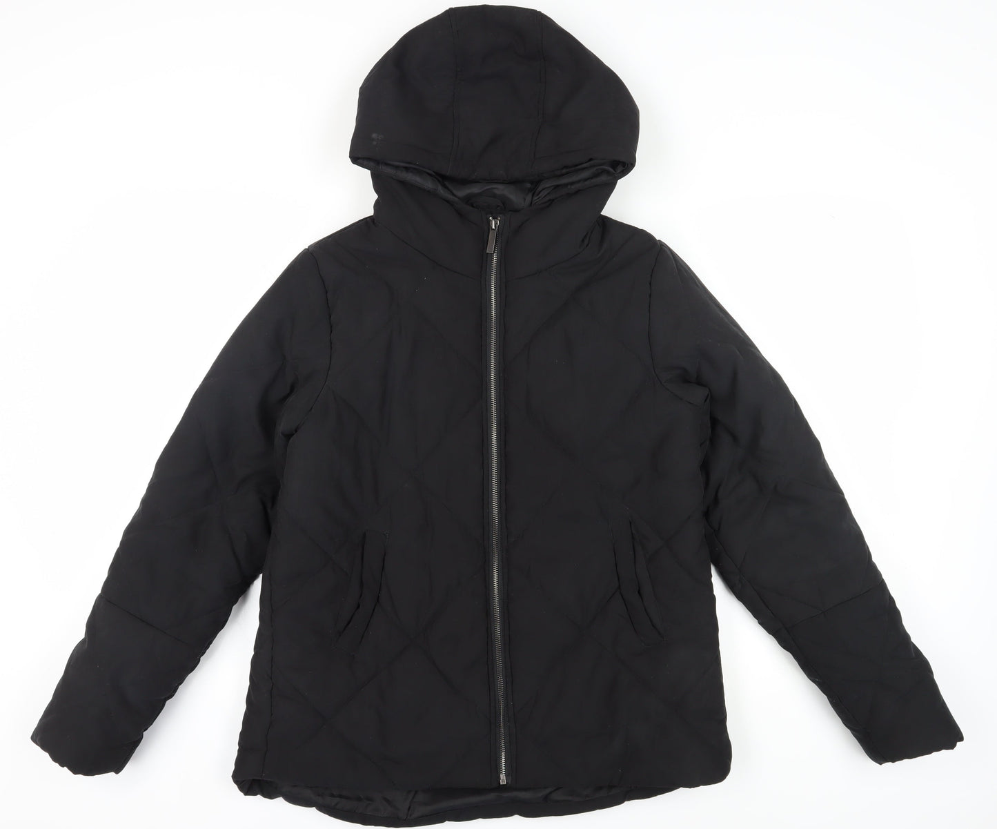 Womens UK Size 8 PRETTYLITTLETHING Black Puffer Jacket