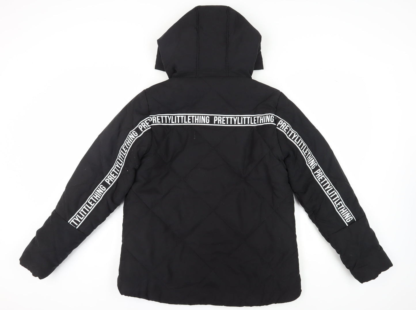 Womens UK Size 8 PRETTYLITTLETHING Black Puffer Jacket