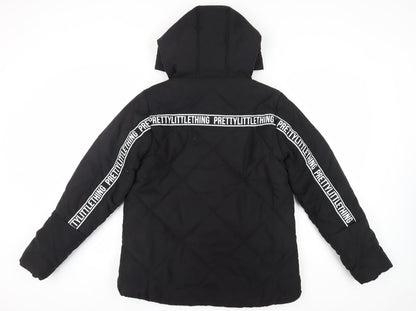 Womens UK Size 8 PRETTYLITTLETHING Black Puffer Jacket