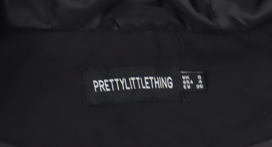 Womens UK Size 8 PRETTYLITTLETHING Black Puffer Jacket