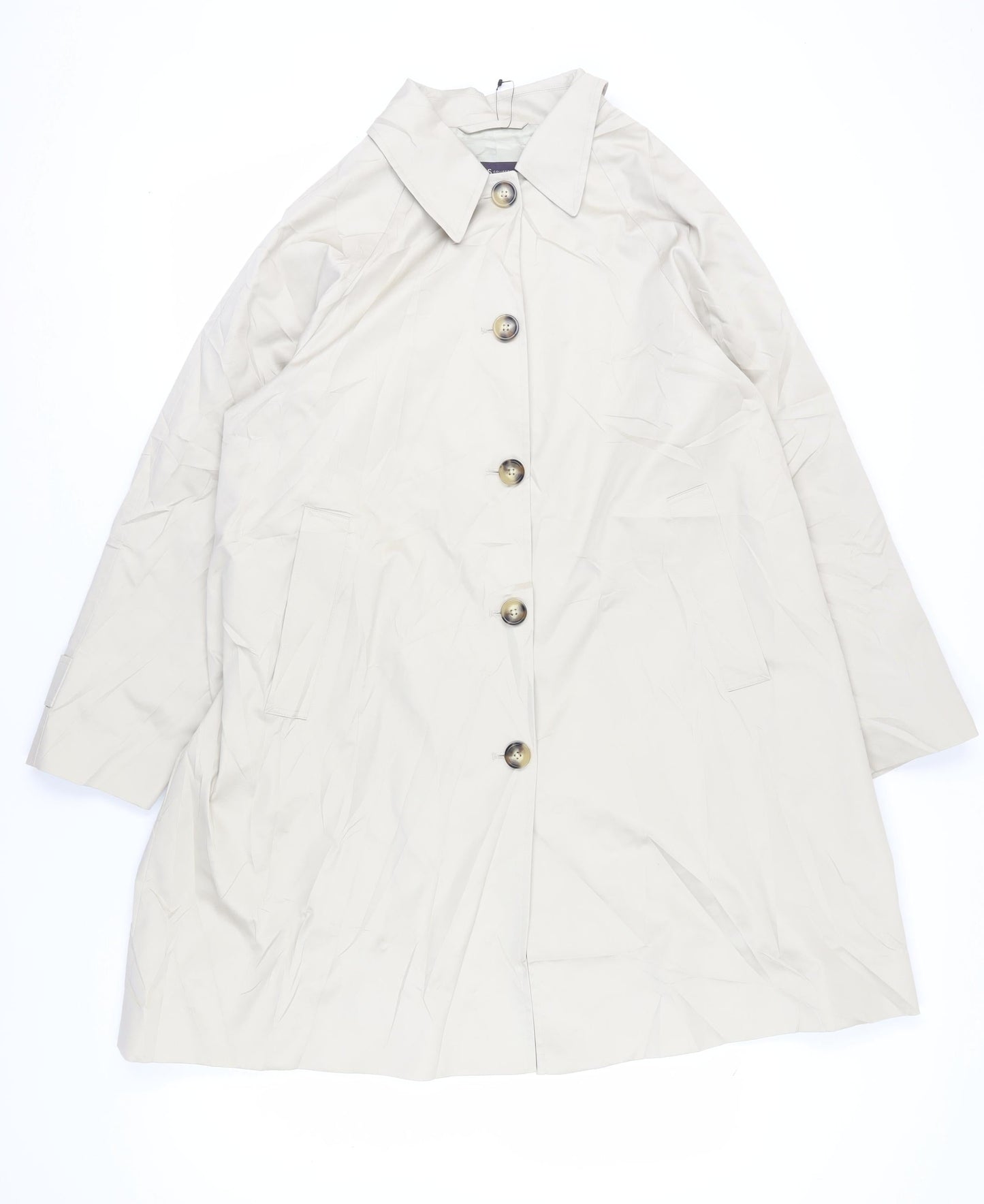 Marks & Spencer Women's Beige Mid-Length Coat Size 16