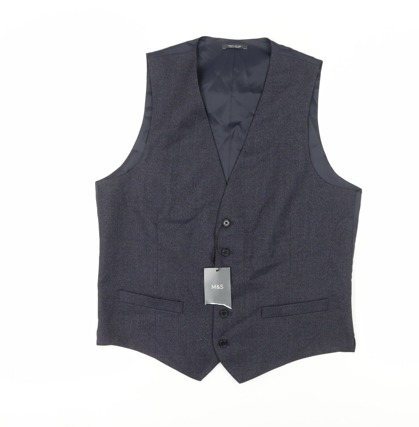 Mens UK Size 40 Marks and Spencer Regular Blue Suit Waistcoat