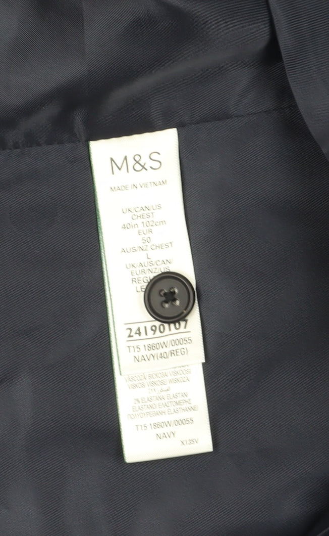 Mens UK Size 40 Marks and Spencer Regular Blue Suit Waistcoat