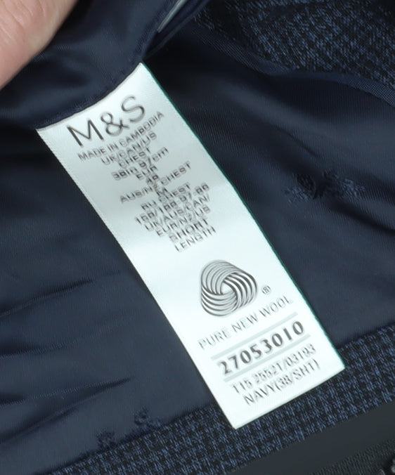 Mens UK Size 40 Marks and Spencer Regular Blue Suit Jacket