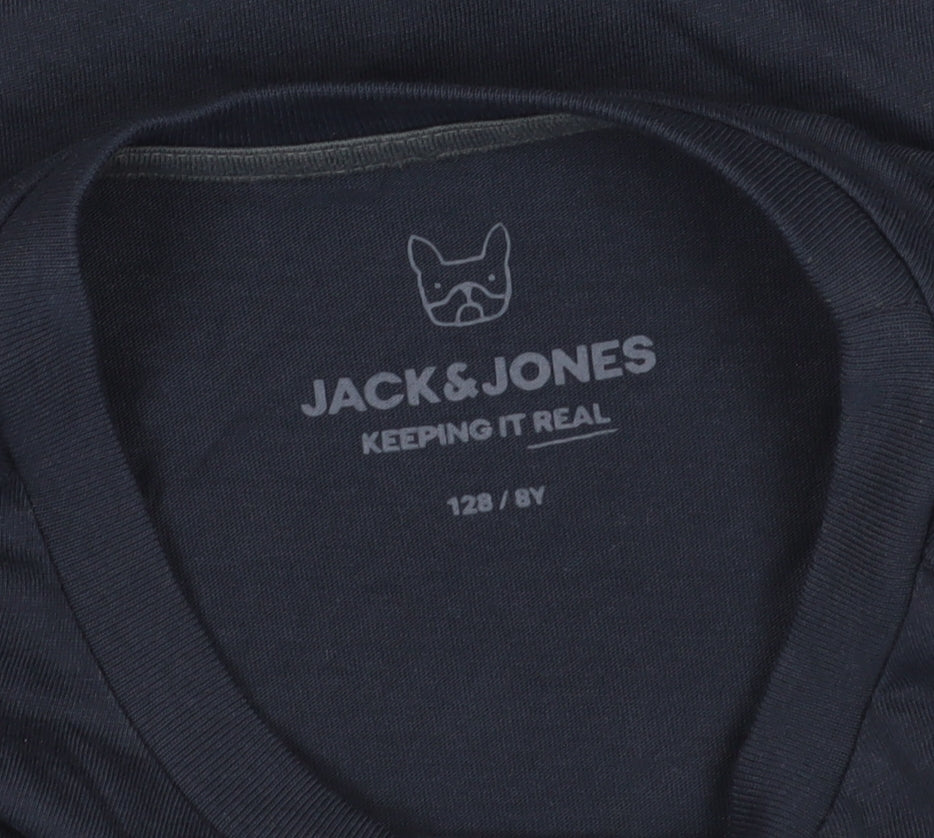 Jack & Jones Boys Blue Cotton Long Sleeve Pullover Top