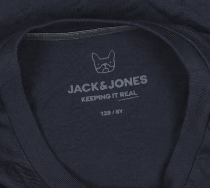 Jack & Jones Boys Blue Cotton Long Sleeve Pullover Top