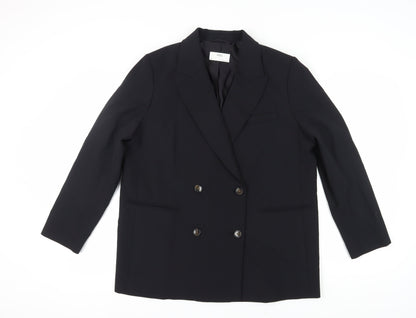 Marks and Spencer Women's Black Double-Breasted Blazer Size 16