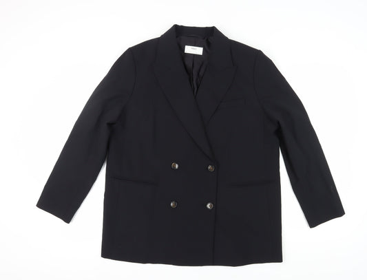 Marks and Spencer Women's Black Double-Breasted Blazer Size 16