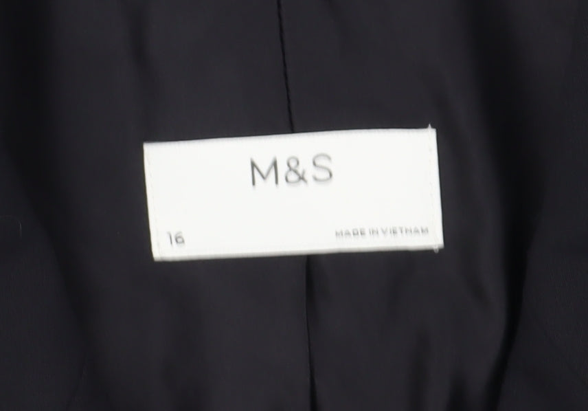 Marks and Spencer Women's Black Double-Breasted Blazer Size 16