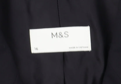 Marks and Spencer Women's Black Double-Breasted Blazer Size 16