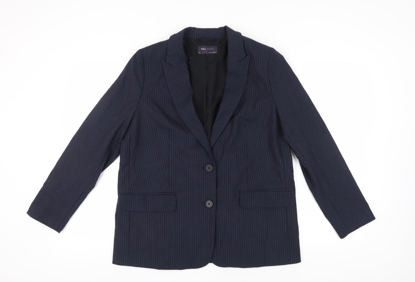 Marks & Spencer Women's Black Pinstripe Blazer Size 14