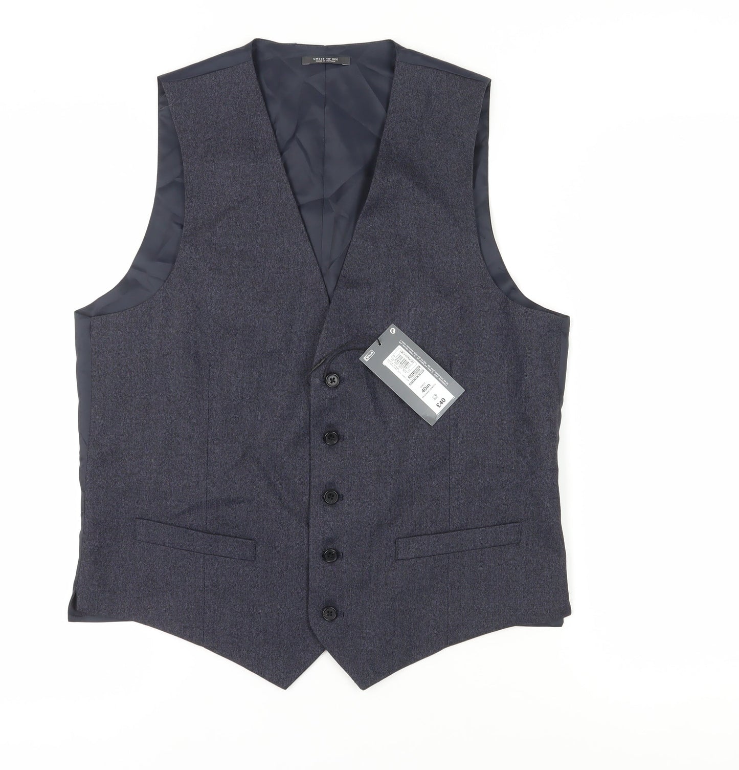 Mens UK Size 40 Marks and Spencer Regular Blue Suit Waistcoat